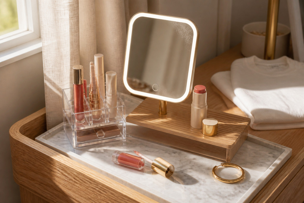 How to Store Makeup on a Tiny Vanity Without Daily Piles